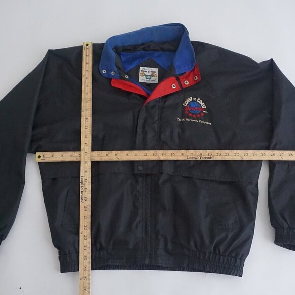 Vintage Avon Sportswear black Navy Coast To Coast Services Zip Up Nylon Jacket M - Picture 4 of 4